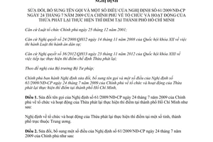 Nghị định 135/2013/NĐ-CP tổ chức hoạt động Thừa phát lại thí điểm Hồ Chí Minh