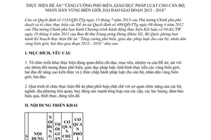 Kế hoạch số 8358/KH-BQP 2013 phổ biến giáo dục pháp luật cho cán bộ nhân dân biên giới hải đảo 2013-2016