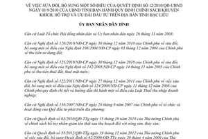 Quyết định 21/2013/QĐ-UBND sửa đổi Quyết định 12/2010/QĐ-UBND chính sách ưu đãi đầu tư Bạc Liêu