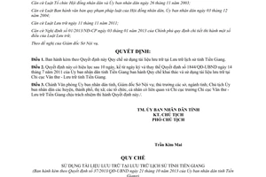 Quyết định 37/2013/QĐ-UBND Quy chế sử dụng tài liệu lưu trữ tại Lưu trữ lịch sử Tiền Giang
