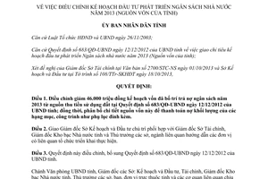 Quyết định 3082/QĐ-UBND 2013 điều chỉnh kế hoạch đầu tư phát triển ngân sách nhà nước