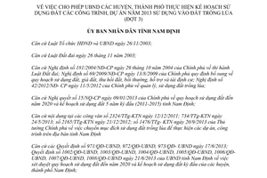 Quyết định 1554/QĐ-UBND 2013 cho phép Ủy ban sử dụng đất công trình vào trồng lúa Nam Định