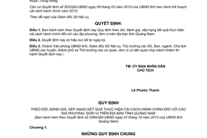 Quyết định 2990/QĐ-UBND 2013 đánh giá xếp hạng kết quả cải cách hành chính Quảng Nam