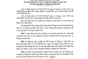 Thông tư 28/2013/TT-BGTVT Định mức kinh tế kỹ thuật vận hành khai thác và bảo dưỡng đài thông tin duyên hải