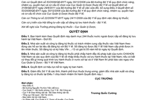 Quyết định 261/QĐ-QLD năm 2013 danh mục 244 thuốc được cấp số đăng ký lưu hành