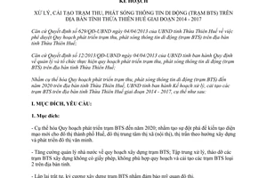 Kế hoạch 110/KH-UBND năm 2013 cải tạo trạm thu phát sóng thông tin di dộng Thừa Thiên Huế