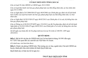 Quyết định 2598/QĐ-UBND 2013 Bãi bỏ văn bản ban hành từ tháng 10/1991 đến ngày 01/7/2013 Lào Cai