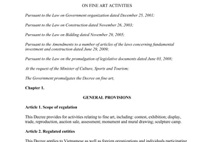Decree No. 113/2013/ND-CP on fine art activities