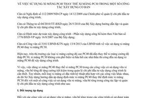 Hướng dẫn 06/HD-SXD 2013 sử dụng xi măng PC40 thay thế xi măng PC30 xây dựng cơ bản Bình Định