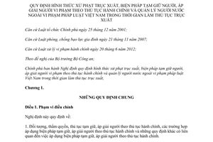 Nghị định 112/2013/NĐ-CP tạm giữ xử phạt trục xuất người vi phạm pháp luật Việt Nam