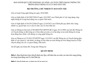 Quyết định 466/QĐ-UBDT năm 2013 đảm bảo an ninh an toàn mạng thông tin Ủy ban Dân tộc