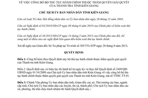 Quyết định 2341/QĐ-UBND năm 2013 thủ tục hành chính Thanh tra tỉnh Kiên Giang