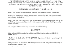 Quyết định 2335/QĐ-UBND 2013 đính chính Quyết định hỗ trợ lãi suất phát triển giao thông Kiên Giang