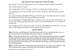 Quyết định 1315/QĐ-UBND năm 2013 Bảng giá tính lệ phí trước bạ ô tô xe máy Yên Bái