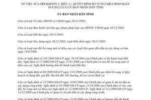 Quyết định 41/2013/QĐ-UBND sửa đổi 53/2012/QĐ-UBND tỉnh Hà Tĩnh phát triển quỹ đất