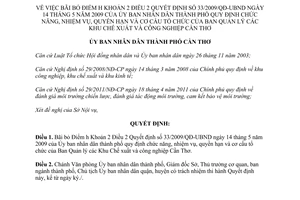Quyết định 3094/QĐ-UBND 2013 bãi bỏ Điểm h Khoản 2 Quyết định 33/2009/QĐ-UBND Cần Thơ