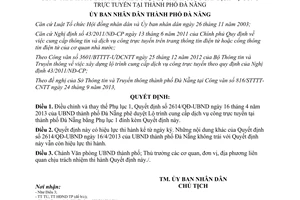 Quyết định 6792/QĐ-UBND 2013 sửa đổi 2614/QĐ-UBND cung cấp dịch vụ công trực tuyến Đà Nẵng