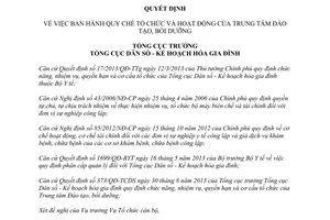 Quyết định 500/QĐ-TCDS năm 2013 tổ chức Trung tâm Đào tạo bồi dưỡng