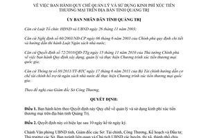 Quyết định 25/2013/QĐ-UBND Quy chế quản lý sử dụng kinh phí xúc tiến thương mại Quảng Trị