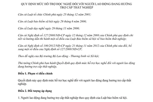 Quyết định 55/2013/QĐ-TTg hỗ trợ học nghề lao động thất nghiệp