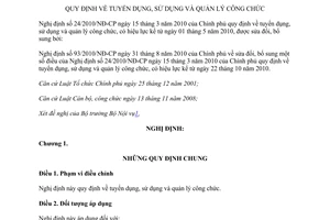 Văn bản hợp nhất 01/NĐHN-BNV năm 2013 hợp nhất tuyển sử dụng quản lý công chức