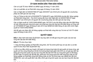Quyết định 1578/QĐ-UBND năm 2013 giá rừng bình quân các loại rừng Đắk Nông