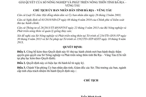 Quyết định 2237/QĐ-UBND 2013 thủ tục hành chính mới Sở Nông nghiệp Bà Rịa Vũng Tàu