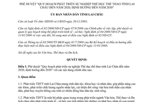 Quyết định 1062/QĐ-UBND Quy hoạch phát triển sự nghiệp Thể dục thể thao Lai Châu 2016