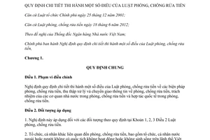 Nghị định 116/2013/NĐ-CP hướng dẫn Luật phòng chống rửa tiền