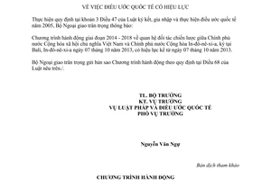 Thông báo hiệu lực Chương trình hành động quan hệ đối tác chiến lược Việt Nam Inđônêxia