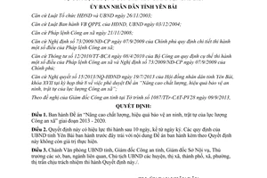 Quyết định 25/2013/QĐ-UBND Nâng cao chất lượng bảo vệ an ninh trật tự Công an xã Yên Bái