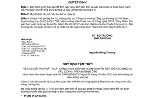 Quyết định 3095/QĐ-BGTVT năm 2013 giải pháp kỹ thuật công nghệ đường cầu