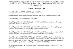 Quyết định 42/2013/QĐ-UBND Quy chế phối hợp quản lý nhà nước bảo vệ môi trường Hà Tĩnh