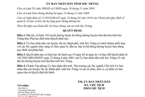 Quyết định 39/2013/QĐ-UBND đặt tên số hiệu đường Sóc Trăng