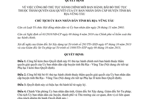 Quyết định 2362/QĐ-UBND 2013 thủ tục hành chính mới bãi bỏ Ủy ban nhân dân huyện Bà Rịa Vũng Tàu