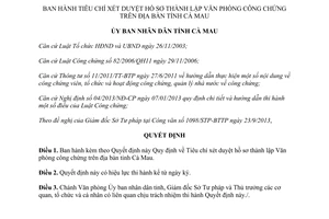 Quyết định 1559/QĐ-UBND năm 2013 Tiêu chí duyệt hồ sơ thành lập Văn phòng công chứng Cà Mau