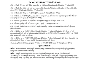 Quyết định 558/2013/QĐ-UBND Quy định cấp giấy phép xây dựng Bắc Giang