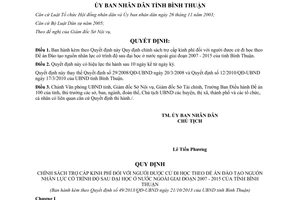 Quyết định 49/2013/QĐ-UBND chính sách trợ cấp người được cử đi học 2007 2015 Bình Thuận