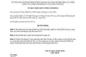 Quyết định 2119/QĐ-UBND năm 2013 Kế hoạch cải cách chế độ công vụ công chức Lâm Đồng