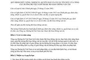 Quyết định 60/2013/QĐ-TTg chức năng nhiệm vụ quyền hạn cơ cấu tổ chức Tổng cục Đường bộ Việt Nam