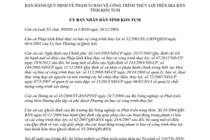 Quyết định 45/2013/QĐ-UBND phạm vi bảo vệ công trình thủy lợi Kon Tum