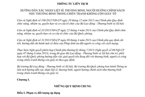 Thông tư liên tịch 28/2013/TTLT-BLĐTBXH-BQP Hướng dẫn xác nhận liệt sĩ thương binh