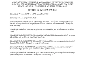 Quyết định 1564/QĐ-UBND 2013 thủ tục mới sửa đổi thay thế Sở Lao động Thương binh Xã hội Cà Mau