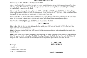 Quyết định 1200/QĐ-UBND giá thóc thu thuế sử dụng đất nông nghiệp 2013 Bắc Ninh