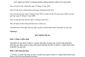 Nghị định 138/2013/NĐ-CP xử phạt vi phạm hành chính giáo dục