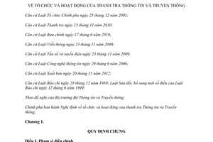 Nghị định 140/2013/NĐ-CP tổ chức và hoạt động của thanh tra Thông tin và Truyền thông