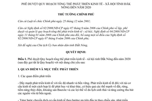 Quyết định 1942/QĐ-TTg năm 2013 Quy hoạch tổng thể phát triển kinh tế xã hội Đắk Nông 2020