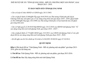 Quyết định 2870/QĐ-UBND 2013 Đề án Mỗi xã phường một sản phẩm Quảng Ninh 2013 2016