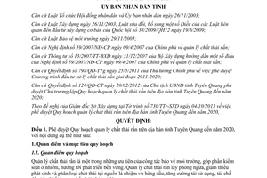 Quyết định 404/QĐ-UBND năm 2013 Quy hoạch quản lý chất thải rắn Tuyên Quang 2020