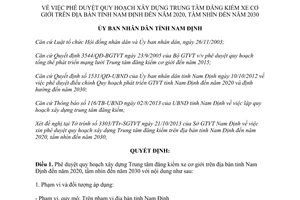 Quyết định 1717/QĐ-UBND năm 2013 xây dựng Trung tâm đăng kiểm xe cơ giới Nam Định